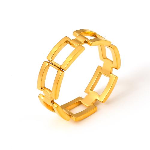 Titanium Steel Finger Ring, 18K gold plated, fashion jewelry & for woman & hollow, US Ring Size:7, Sold By PC