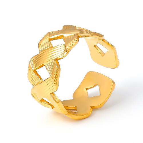 Titanium Steel Finger Ring, 18K gold plated, fashion jewelry & for woman & hollow, US Ring Size:7, Sold By PC