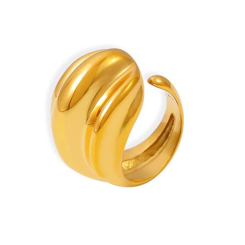 Titanium Steel Finger Ring, 18K gold plated, fashion jewelry & different size for choice & for woman, Sold By PC