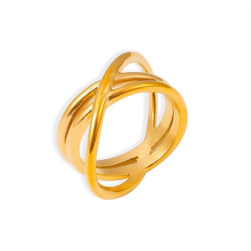 Titanium Steel Finger Ring, 18K gold plated, fashion jewelry & different size for choice & for woman, Sold By PC