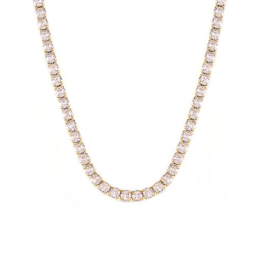 Collier d'acier titane, avec zircon cubique, avec 5cm chaînes de rallonge, Plaqué or 18K, bijoux de mode & pour femme, Longueur:Environ 38 cm, Vendu par PC