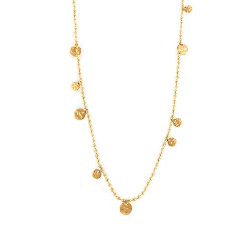 Collier d'acier titane, Plaqué or 18K, bijoux de mode & pour femme, Longueur:Environ 66 cm, Vendu par PC