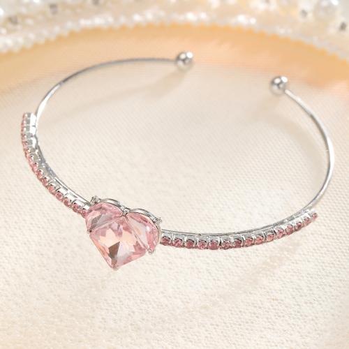 Tibetan Style Bangle, with Cubic Zirconia, fashion jewelry & for woman & with rhinestone, Bracelet Girth:17.5cm, Sold By PC