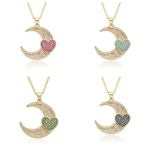 Cubic Zircon Micro Pave Brass Necklace, plated, micro pave cubic zirconia & for woman, more colors for choice, Length:Approx 41-50 cm, Sold By PC