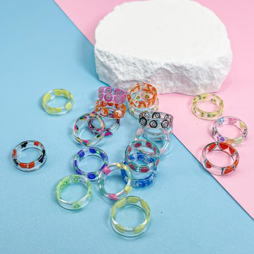 Resin Finger Ring, polished, different styles for choice & for woman, more colors for choice, Ring diameter 1.8cm, Sold By PC