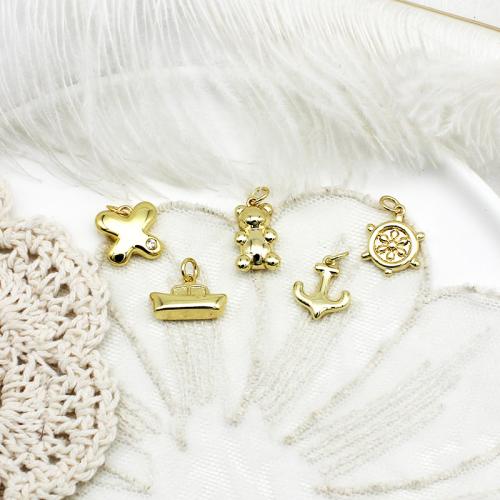 Cubic Zirconia Micro Pave bronze Pingente, cobre, banhado, DIY & Vario tipos a sua escolha & micro pavimento em zircônia cúbica & esmalte, dourado, vendido por PC