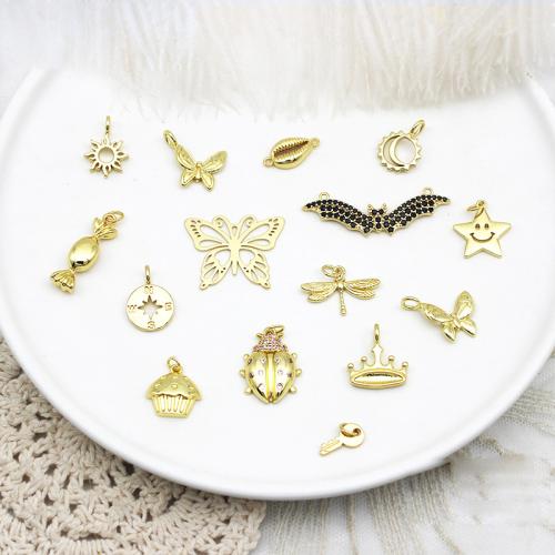 Cubic Zirconia Micro Pave bronze Pingente, cobre, banhado, DIY & Vario tipos a sua escolha & micro pavimento em zircônia cúbica, dourado, vendido por PC