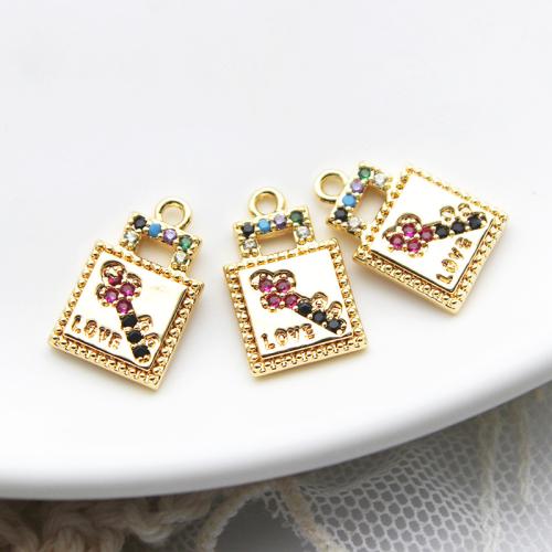 Cubic Zirconia Micro Pave Brass Pendant, plated, DIY & micro pave cubic zirconia, golden, Sold By PC