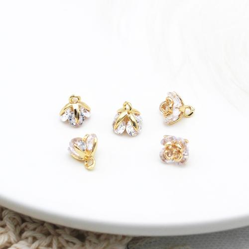 Cubic Zirconia Micro Pave Brass Pendant plated DIY & micro pave cubic zirconia golden Sold By PC