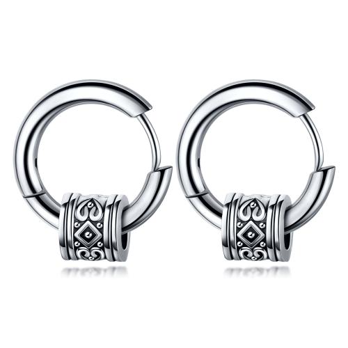 Stainless Steel Huggie Hoop Earring, 304 Stainless Steel, polished, for man, original color, Sold By Pair