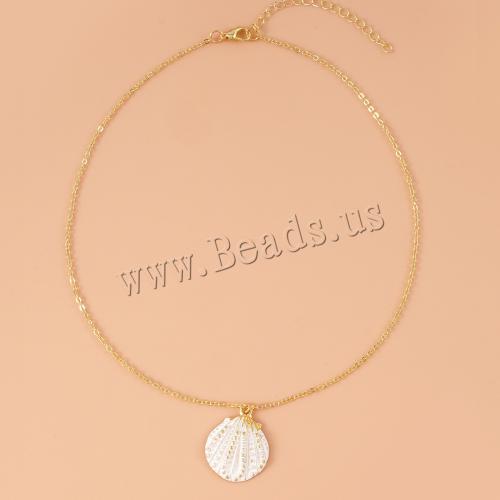 Brass Necklace, with Shell & Iron & Tibetan Style, polished, for woman, golden, Sold By PC