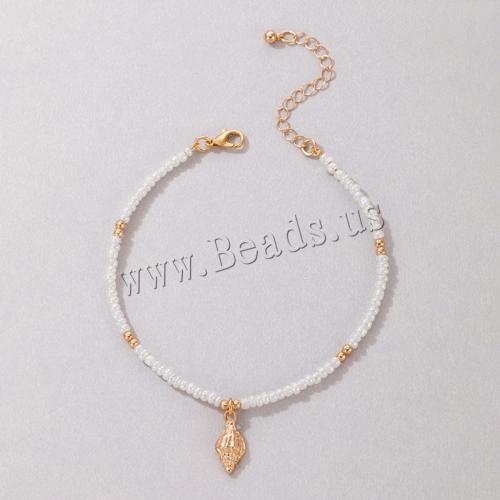 Tibetan Style Anklet, with ABS Plastic Pearl, with 5cm extender chain, different styles for choice & for woman, golden, Length:Approx 22 cm, Sold By PC