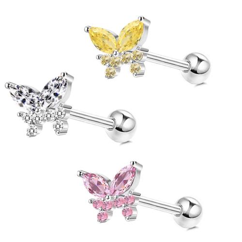 Rostfritt stål Ear Piercing Smycken, 304 rostfritt stål, med Mässing, Unisex & micro bana cubic zirconia, fler färger för val, Säljs av PC