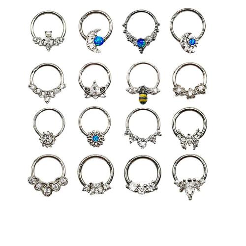 Stainless Steel Nose Piercing Jewelry, 316L Stainless Steel, Vacuum Ion Plating, Unisex & different styles for choice & micro pave cubic zirconia & with rhinestone, more colors for choice, Sold By PC