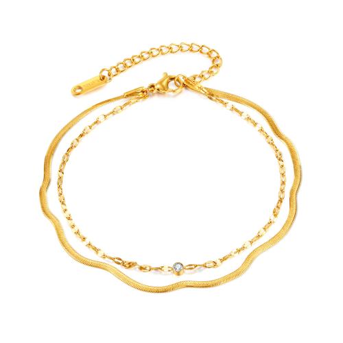 Tobillera de joyería de moda, Partículas de acero, para mujer, dorado, Vendido por UD