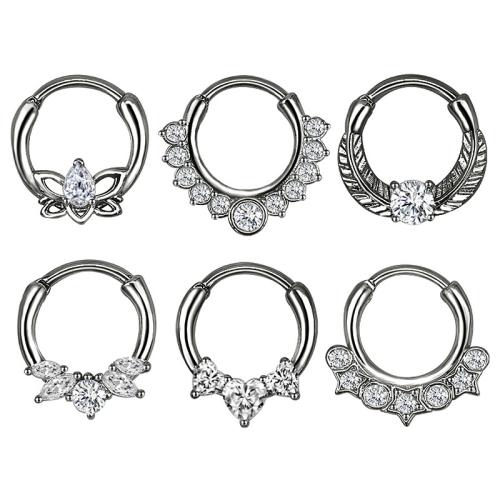 Bijoux de Piercing nez en acier inoxydable, Acier inoxydable 316, avec laiton, unisexe & styles différents pour le choix & pavé de micro zircon, plus de couleurs à choisir, 1.20x10mm, Vendu par PC