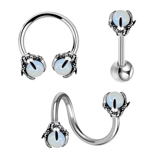 Stainless Steel Nose Piercing Jewelry 316 Stainless Steel plated three pieces & Unisex & micro pave cubic zirconia Sold By Set