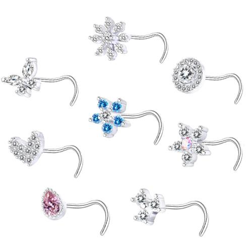 Bijoux de Piercing nez en acier inoxydable, Acier inoxydable 304, unisexe & styles différents pour le choix & pavé de micro zircon, plus de couleurs à choisir, Vendu par PC