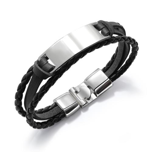 PU Leather Cord Bracelets, with Tibetan Style, plated, for man, more colors for choice, Sold By PC