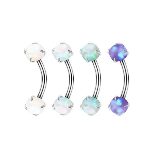 Stainless Steel Lip Ring, 316 Stainless Steel, with Opal, polished, Unisex, more colors for choice, Sold By PC