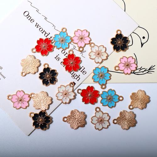 Zinc Alloy Enamel Pendants Oriental Cherry plated DIY Sold By PC