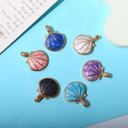 Tibetan Style Enamel Pendants, Shell, plated, DIY, more colors for choice, Sold By PC