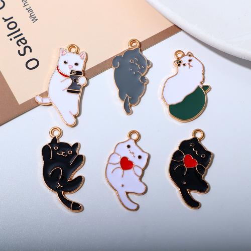 Zinc Alloy Enamel Pendants Cat plated DIY Sold By PC