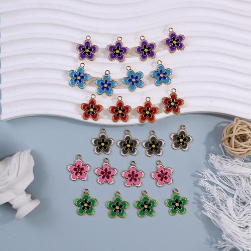 Zinc Alloy Enamel Pendants Flower plated DIY Sold By PC