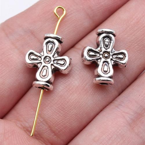 Zinc Alloy Jewelry Beads Cross antique silver color plated DIY Sold By PC