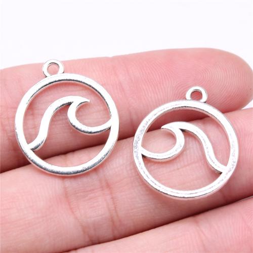 Tibetan Style Pendants, Round, antique silver color plated, DIY, 23x20mm, Sold By PC