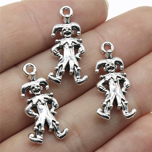 Sinc Alloy Pendants, clown, plátáilte, DIY, dathanna níos mó le haghaidh rogha, 24x12mm, Díolta De réir PC