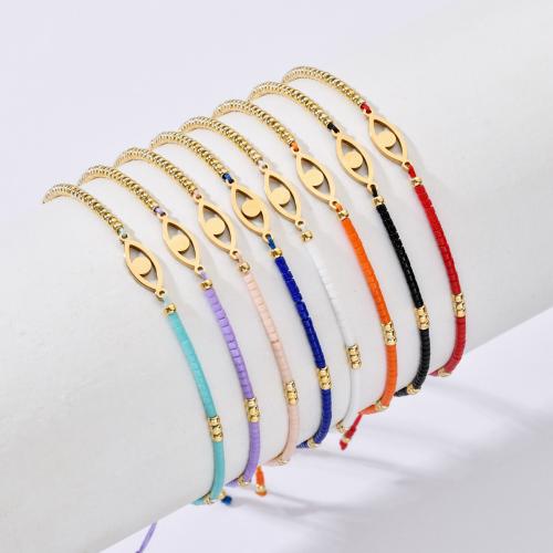 Glass Beads Bracelet, Seedbead, with Knot Cord, Adjustable & for woman, more colors for choice, Length:14-28 cm, Sold By PC