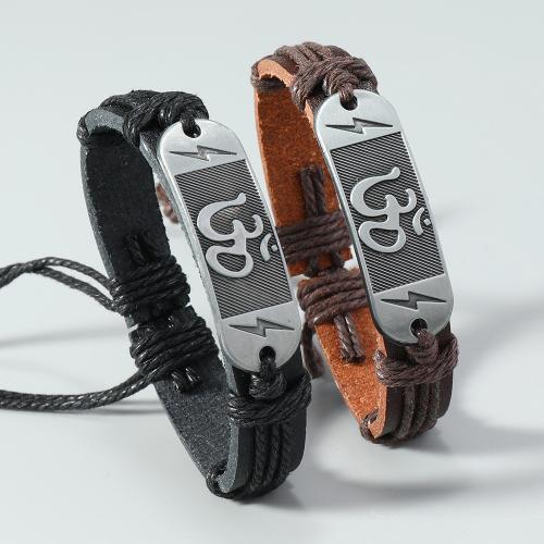 Zinc Alloy Bracelet with Linen & PU Leather plated Unisex nickel lead & cadmium free Sold By PC