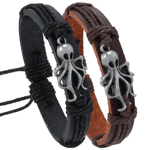 Tibetan Style Bracelet, with Linen & PU Leather, plated, for man, more colors for choice, nickel, lead & cadmium free, Sold By PC