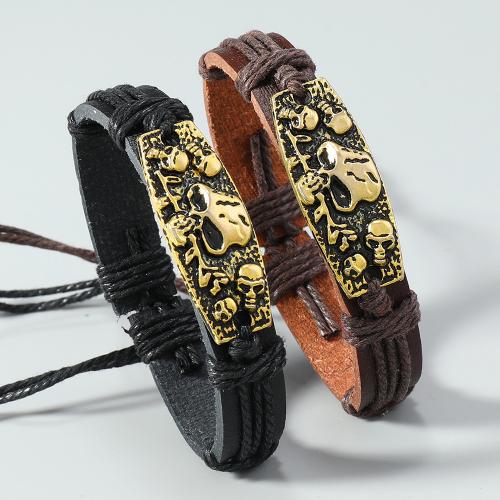 Zinc Alloy Bracelet with Linen & PU Leather plated Unisex nickel lead & cadmium free Sold By PC