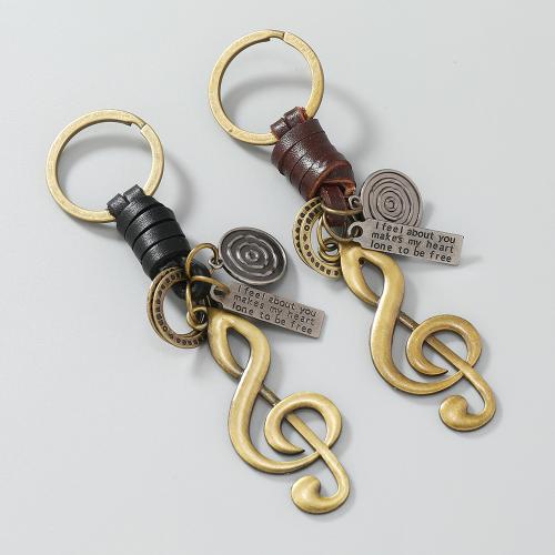 Tibetan Style Key Clasp, with PU Leather & Iron, plated, fashion jewelry, more colors for choice, nickel, lead & cadmium free, Sold By PC