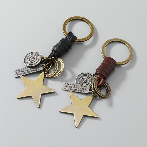 Zinc Alloy Key Clasp with PU Leather & Iron plated fashion jewelry nickel lead & cadmium free Sold By PC