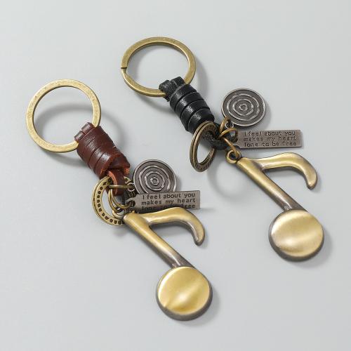 Zinc Alloy Key Clasp with PU Leather & Iron plated fashion jewelry nickel lead & cadmium free Sold By PC