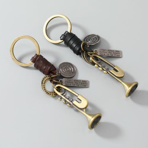 Tibetan Style Key Clasp, with PU Leather & Iron, plated, fashion jewelry, more colors for choice, nickel, lead & cadmium free, Sold By PC