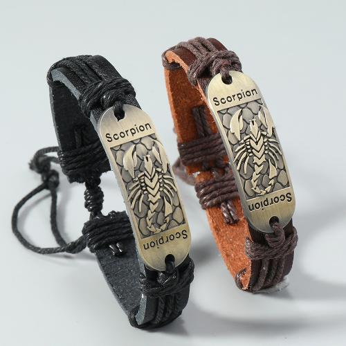 Zinklegierung Armband, mit Hanfgarn & PU Leder, plattiert, unisex, keine, frei von Nickel, Blei & Kadmium, verkauft von PC