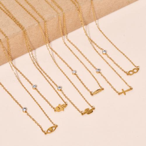 Stainless Steel Jewelry Necklace, 304 Stainless Steel, Vacuum Ion Plating, different styles for choice & for woman & with rhinestone, more colors for choice, Length:45 cm, Sold By PC