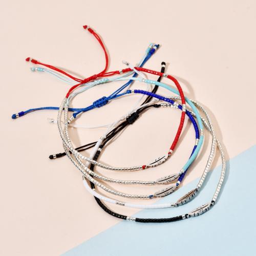 Glass Beads Bracelet, Seedbead, with Knot Cord & 304 Stainless Steel, Vacuum Ion Plating, Adjustable & for woman, more colors for choice, Length:14-28 cm, Sold By PC