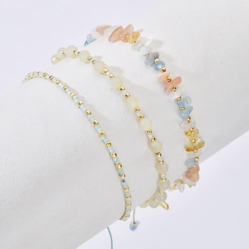 Bracelets de pierres précieuses, Chips de pierres précieuses, avec Cordon de noeud, Réglable & styles différents pour le choix & pour femme, plus de couleurs à choisir, Longueur:14-28 cm, Vendu par PC