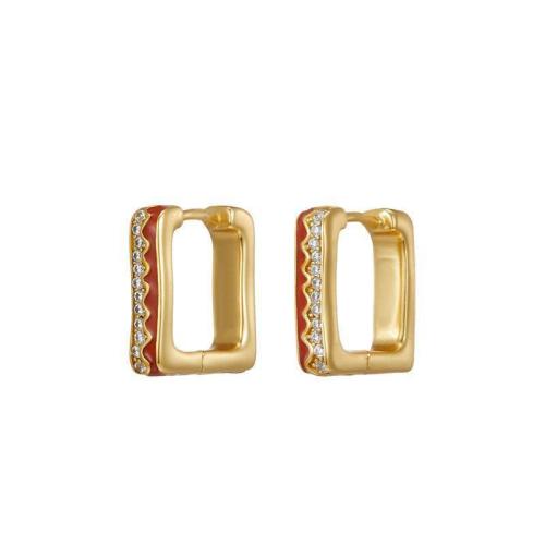 Brass Leverback Earring, fashion jewelry & for woman & with rhinestone, golden, 13mm, Sold By Pair