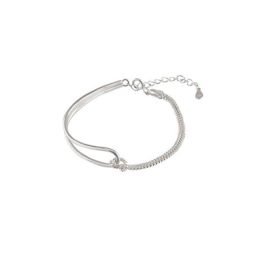 Brass Bracelet & Bangle, with 5cm extender chain, fashion jewelry & for woman, silver color, Length:Approx 17 cm, Sold By PC