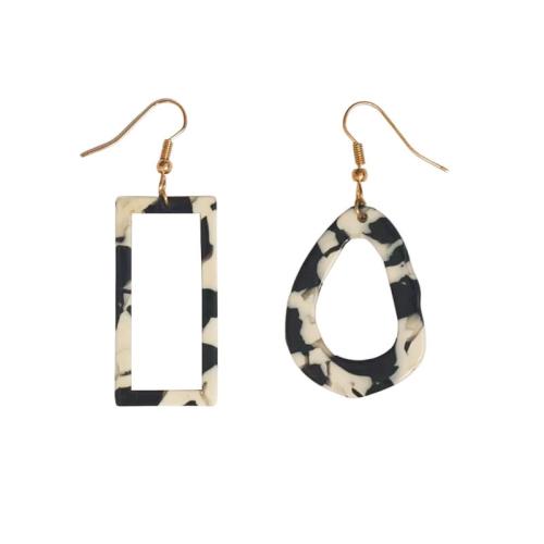 Resin Earring, fashion jewelry & different styles for choice & for woman, white and black, 50mm, Sold By Pair