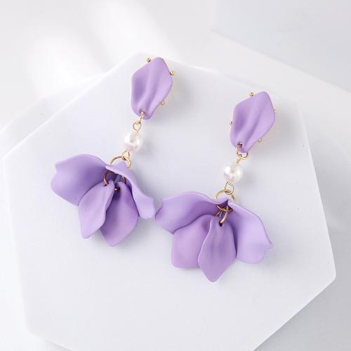 Acrylic Jewelry Earring, with Plastic Pearl, fashion jewelry & for woman, more colors for choice, 45mm, Sold By Pair