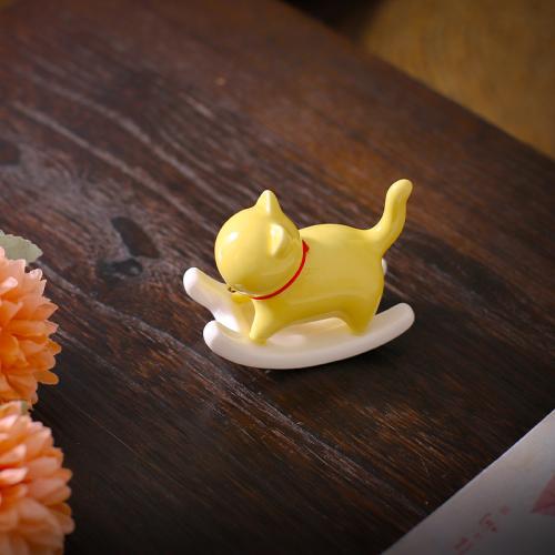 Porcelain Decoration, Cat, cute, more colors for choice, 80x70x35mm, Sold By PC