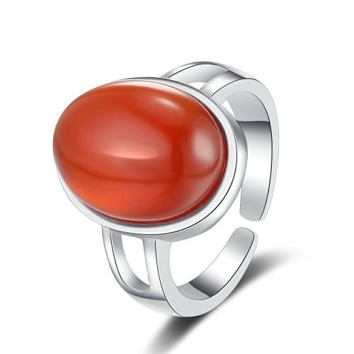 925 Sterling Silver Finger Rings, with Red Agate, fashion jewelry & for woman, more colors for choice, Sold By PC