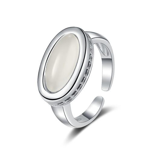 Bijoux de bague en argent sterling , Argent sterling 925, avec Agate, bijoux de mode & pour femme, plus de couleurs à choisir, Inner diameter:16mm, Vendu par PC